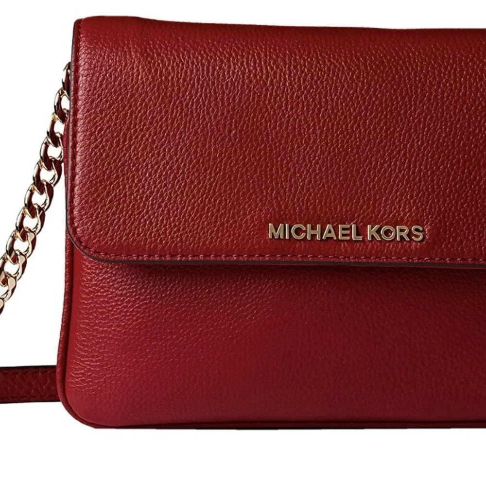 Michael Kors Cherry Bedford Pebbled‎ Leather Crossbody Bag Purse NWOT